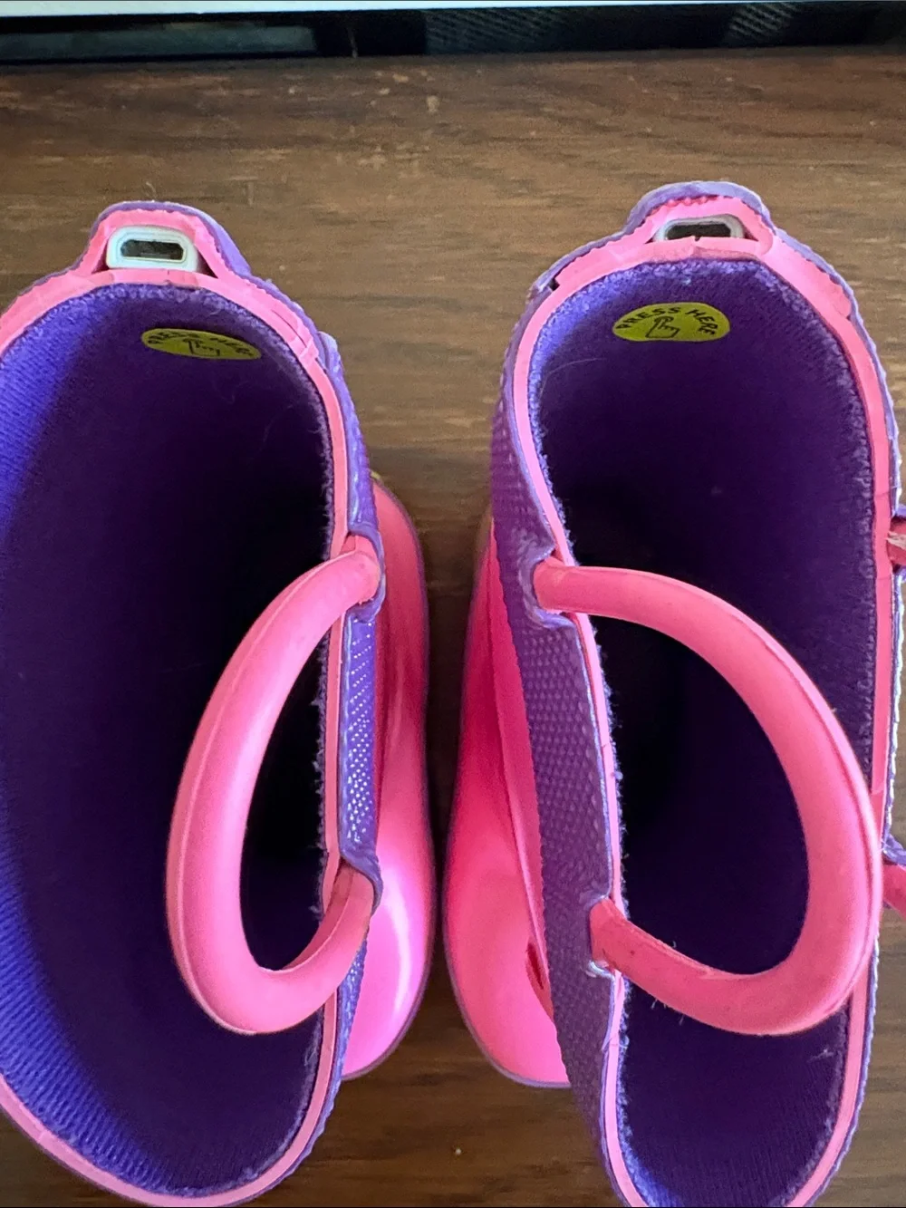 WESTERN CHIEF LED Rain Boots Light Up Pink Purple Bubblegum Soles Size 8
